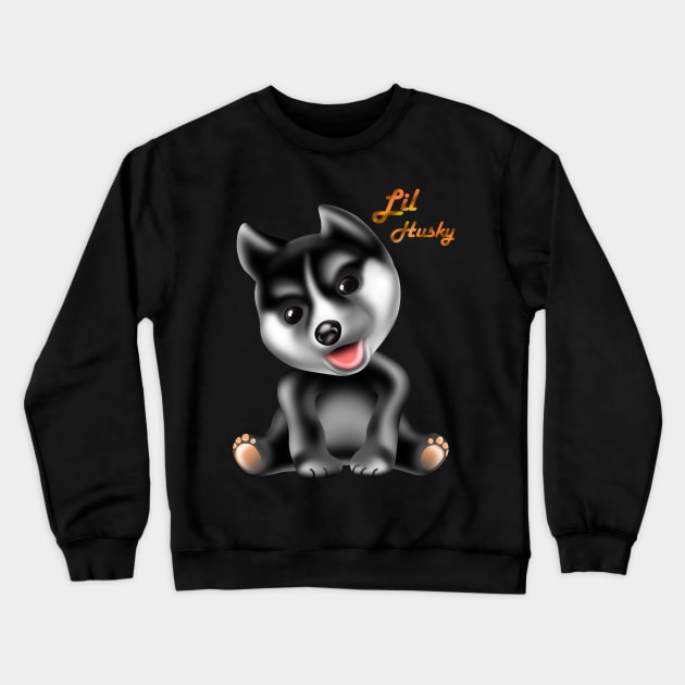 Lil husky smile puppy, pompsky puppies sitting Crewneck Sweatshirt by AdishPr